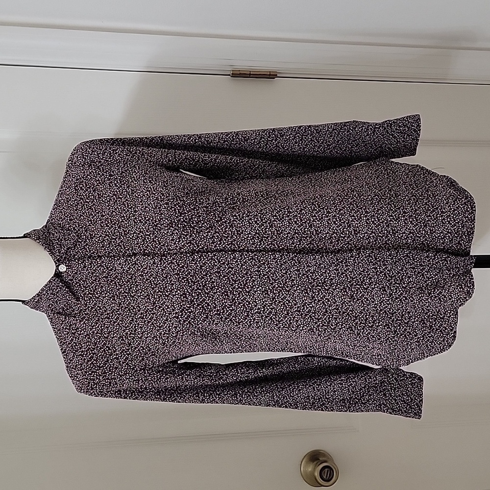 J. Crew Size 0 Confetti Dot Buttondown Long Sleeve 100% Silk Blouse, EUC